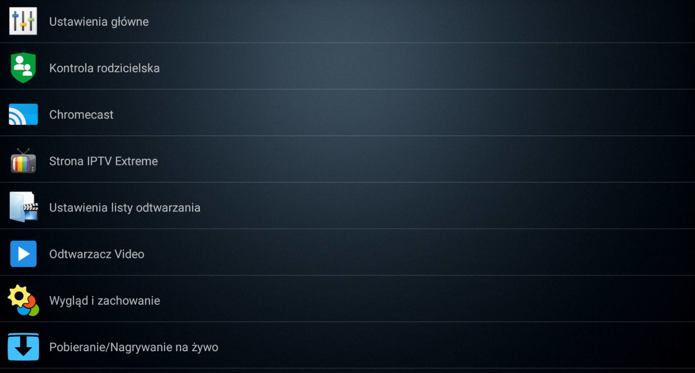 IPTV Extreme - ustawienia główne