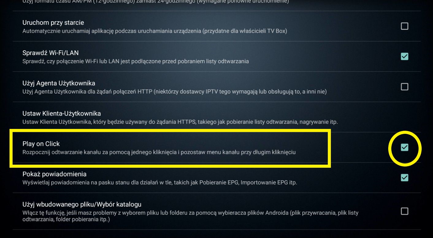 IPTV Extreme - ustawienia Android TV